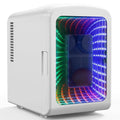Portable Mini Fridge 4L Capacity/6 Cans,Mini Compact Refrigerator with Gaming Light for Bedroom,Car,Office and Dorm,Small Skincare Fridge Beverage Cooler for Drinks and Food,Black